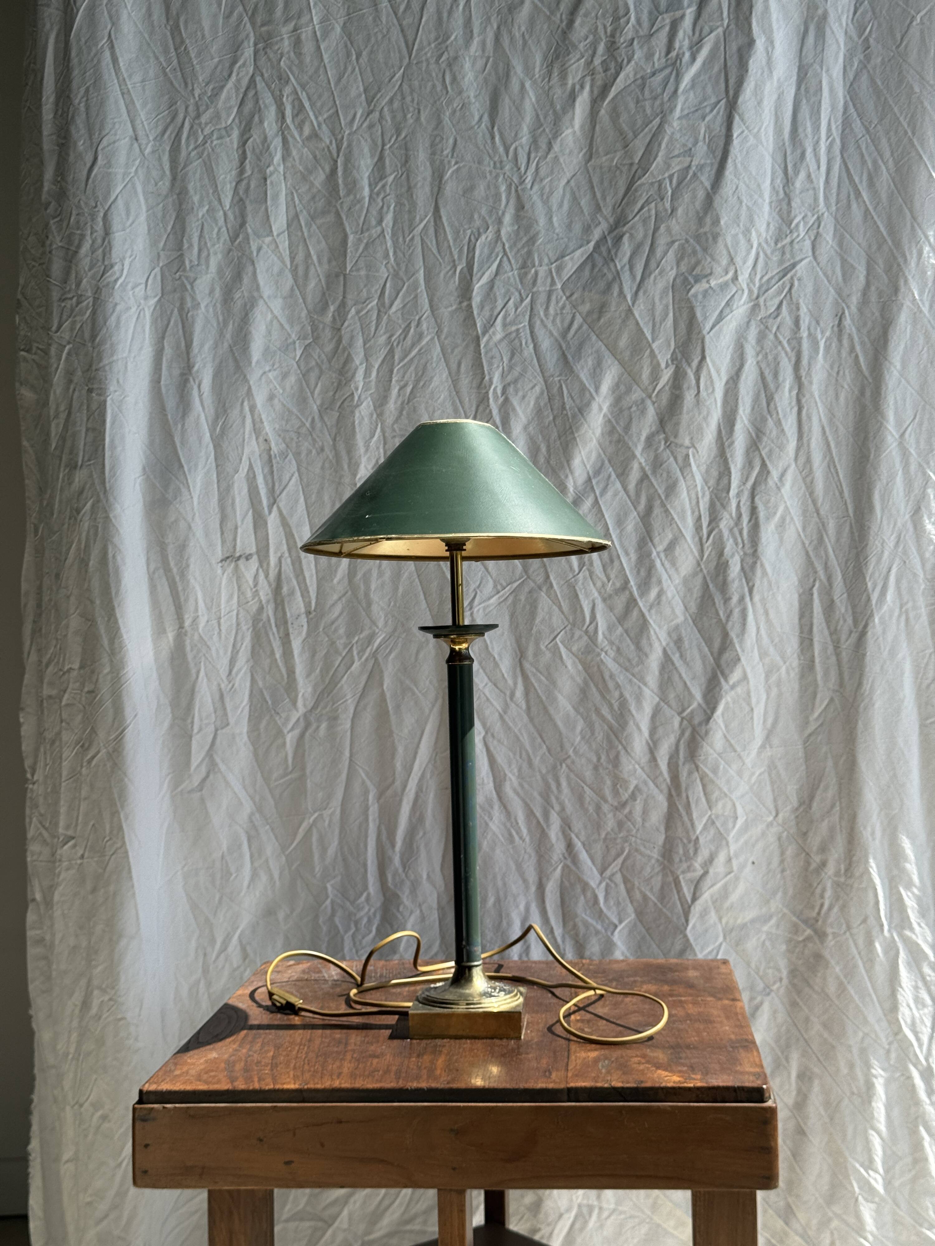 Vintage green and gold table lamp H60 D30