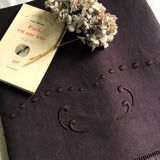 Old linen and cotton sheet tinted eggplant