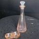Vintage pink glass carafe and salt cellar