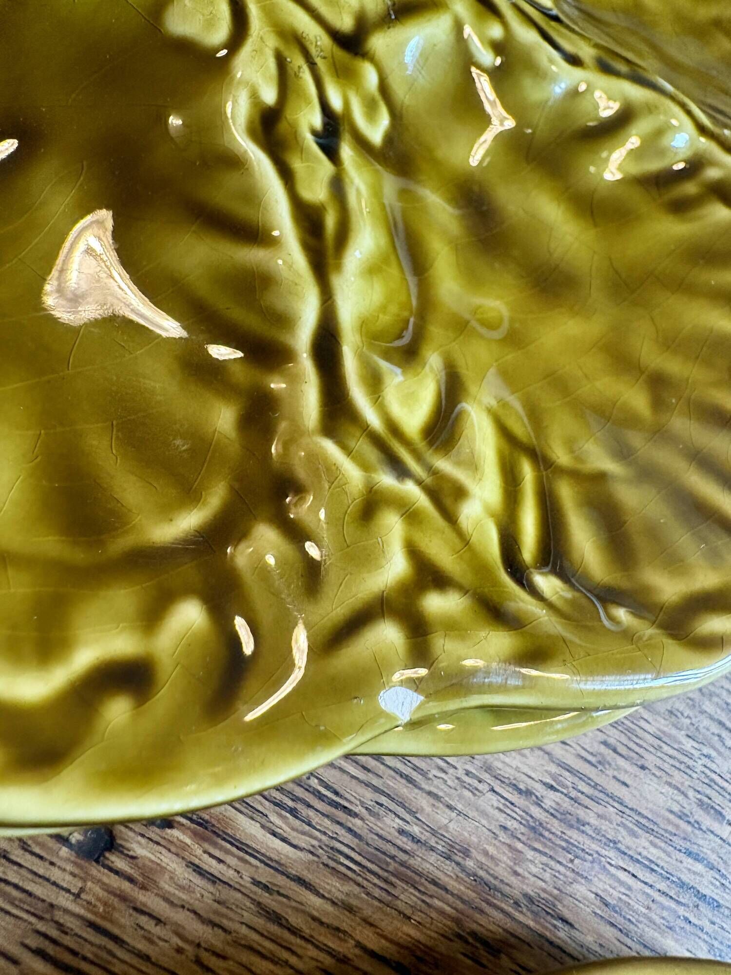 Set of 6 vintage green ceramic oyster plates - Gien