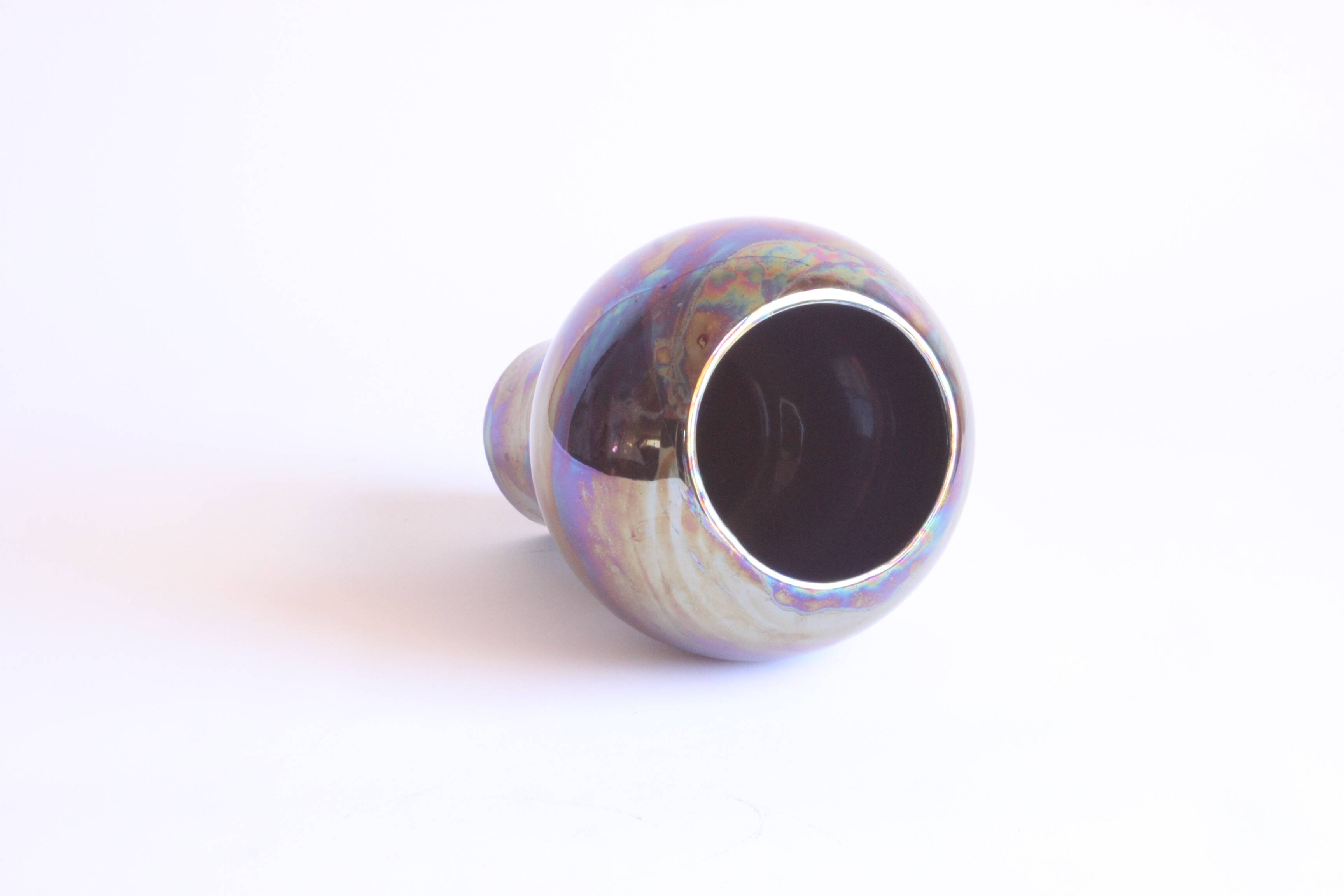 Metallic glaze ceramic vase, 1980s