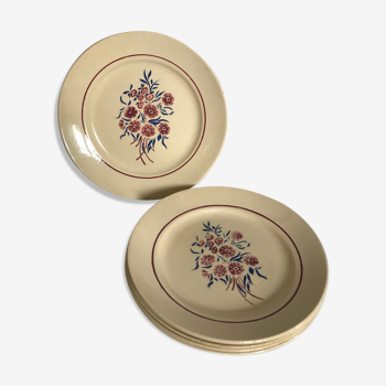 Suite de 5 assiettes plates Badonviller