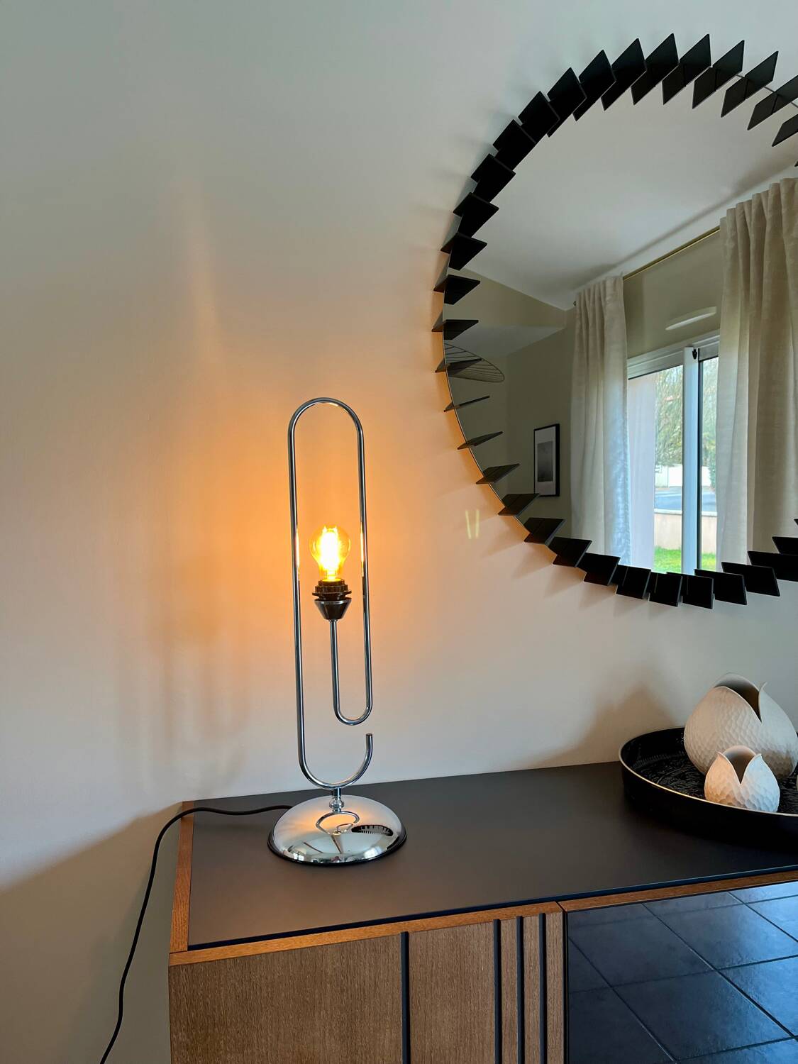 Space Age table lamp chrome steel VINTAGE 70