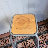 Vintage high stool in wood and metal