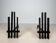 Pair of Modernist Steel Andirons with Vertical Bar Supports
