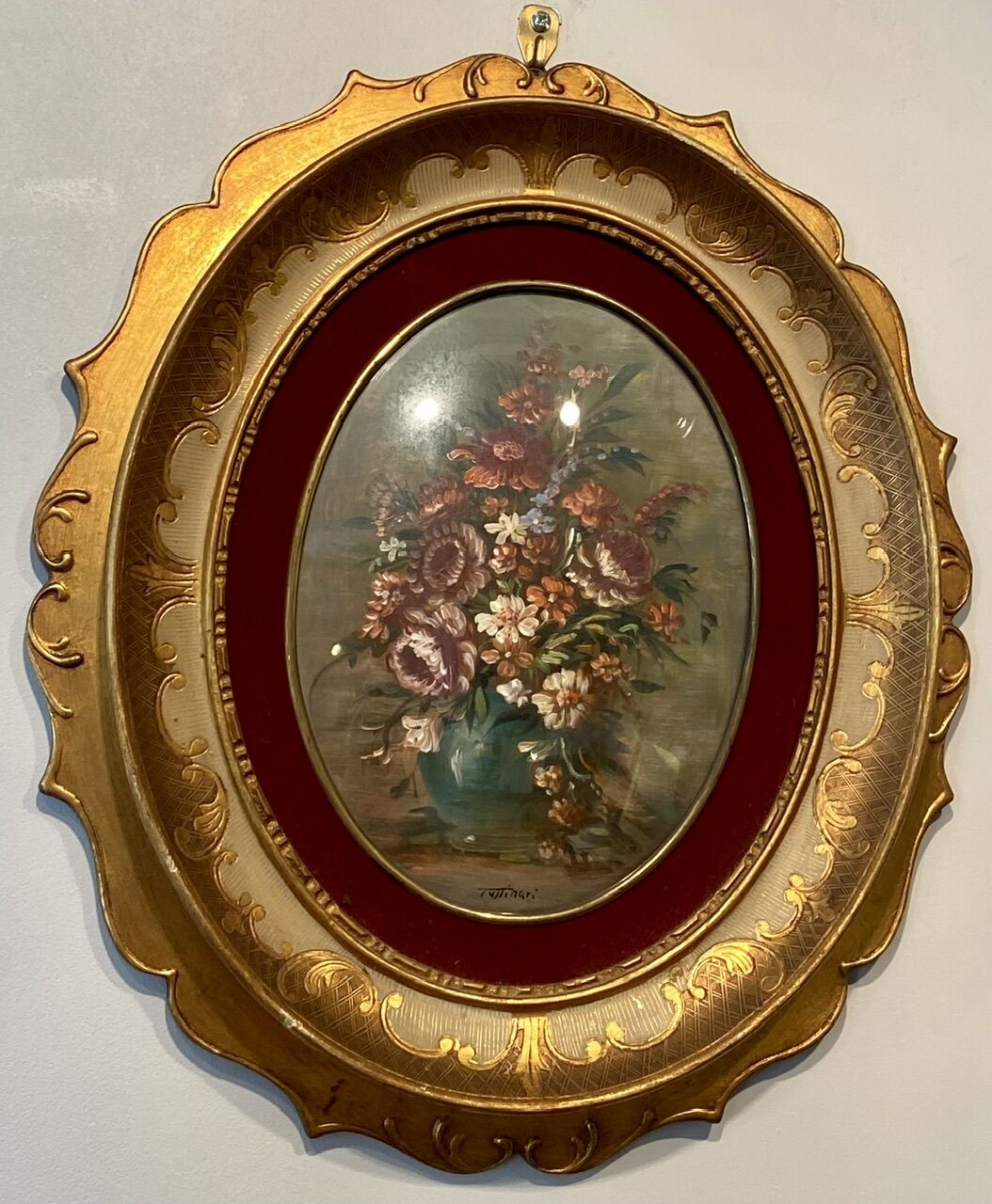 Old painting, still life with wild flowers signed XX century