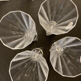 6 champagne flutes Cristal d'Arques, model Pyramide in crystal, 1980
