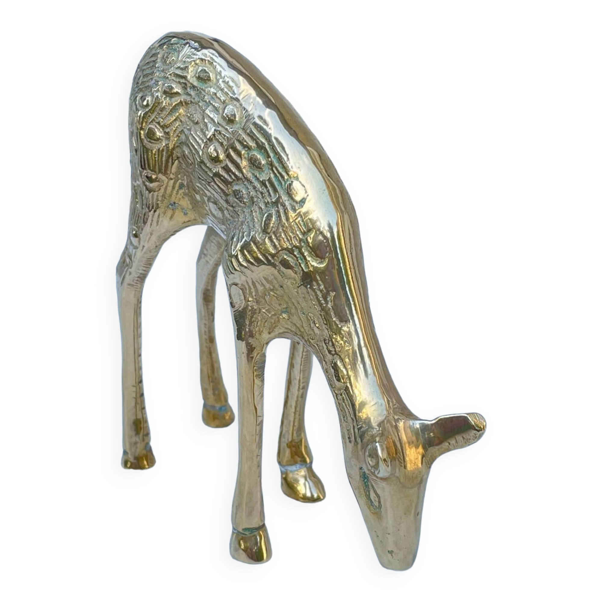 Vintage fawn solid brass animal
