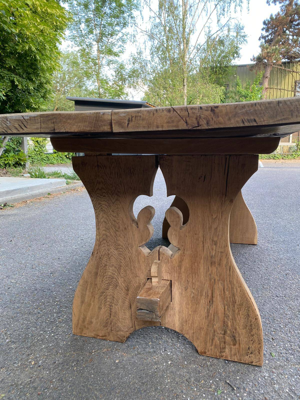 Renovated monastery farmhouse table in solid 18th century wood 200cm