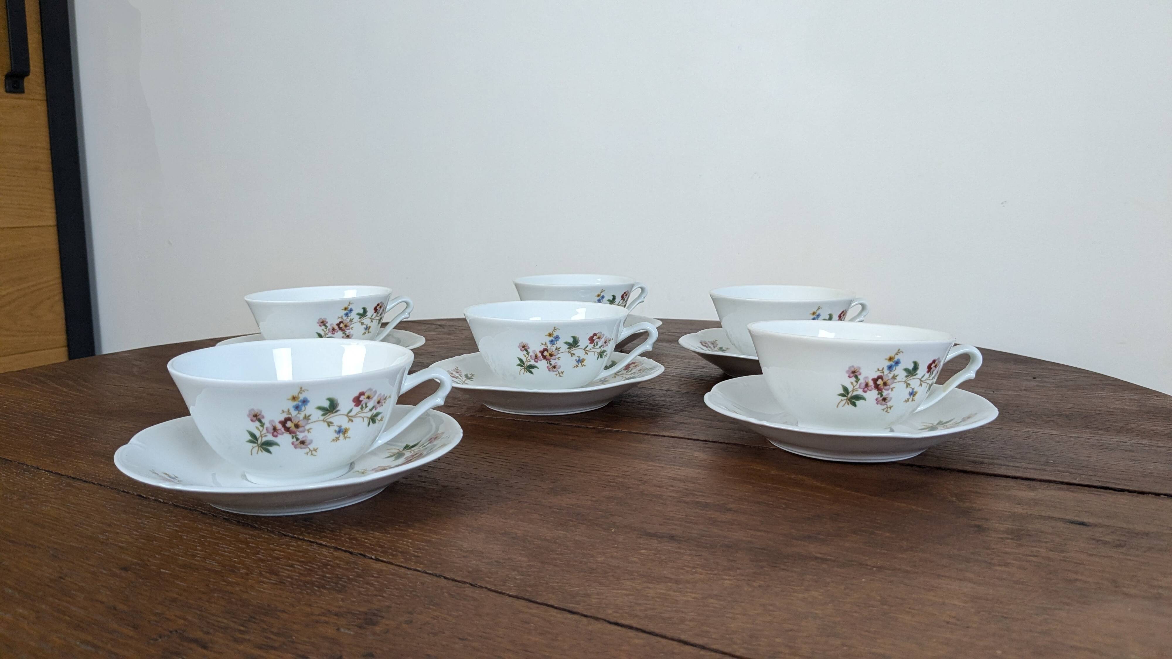 12-piece coffee service in Sologne porcelain, France