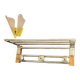 Coat rack, oak, vintage aluminum