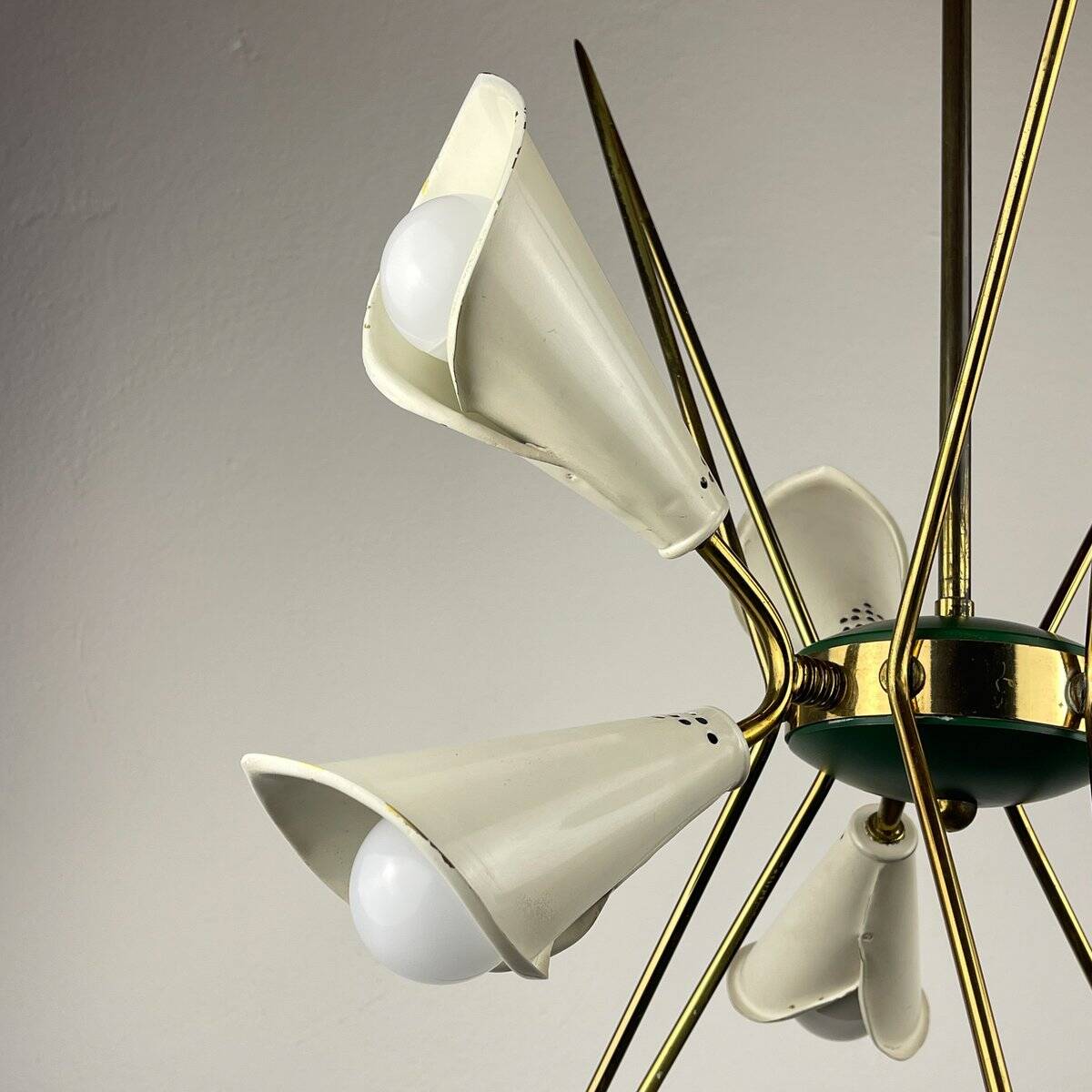 Metal chandelier mid-century modernist by Stilnovo, 1970s