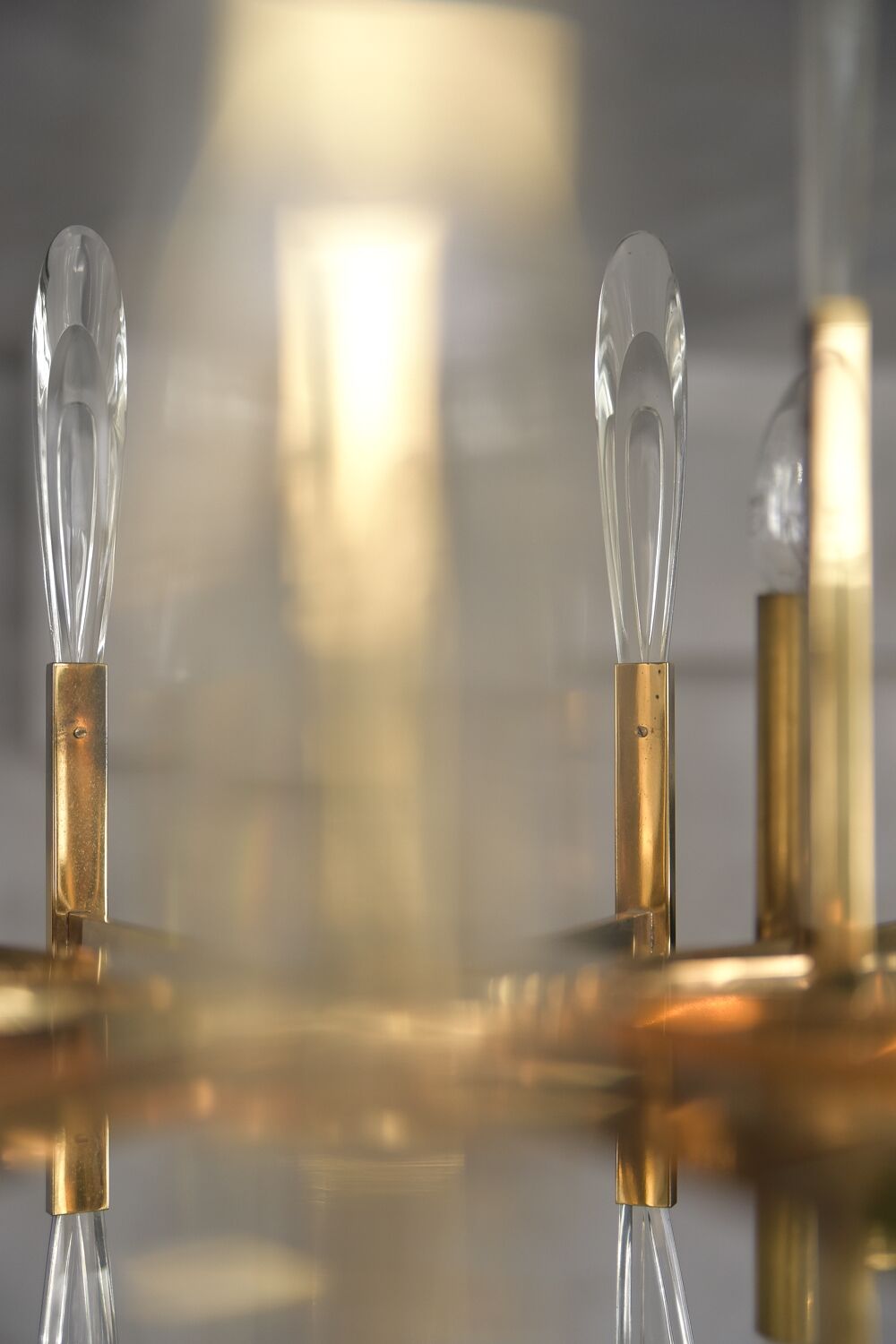 Italian brass chandelier with glass icicles from Sciolari, 1970