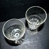 Verres à café de Bistrot Mazagran ancien 1900 en verre soufflé épais et taillé