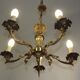 Vintage french bronze 5 light chandelier with leaf detail 3936