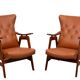 Teak Faux Leather Lounge chairs 1960s Holland