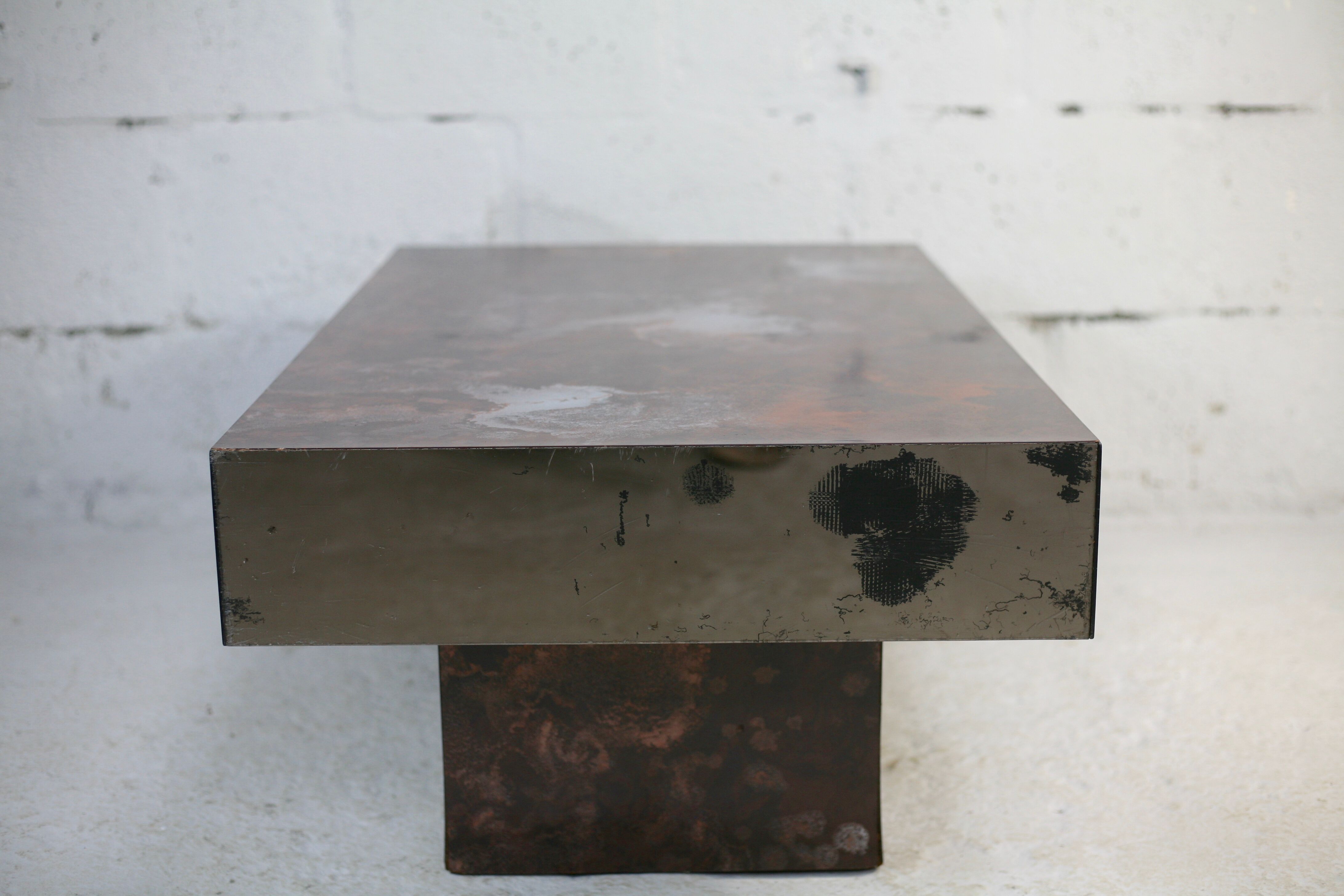 Coffee table decorations "solar flare", formica, mirrors, wood. circa 1970