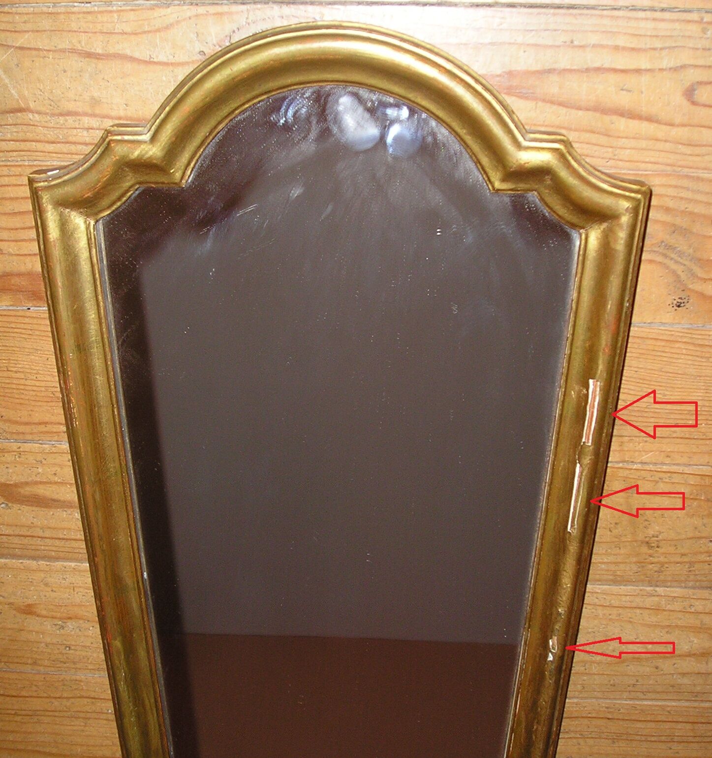 70s gilded wooden mirror 31x100cm