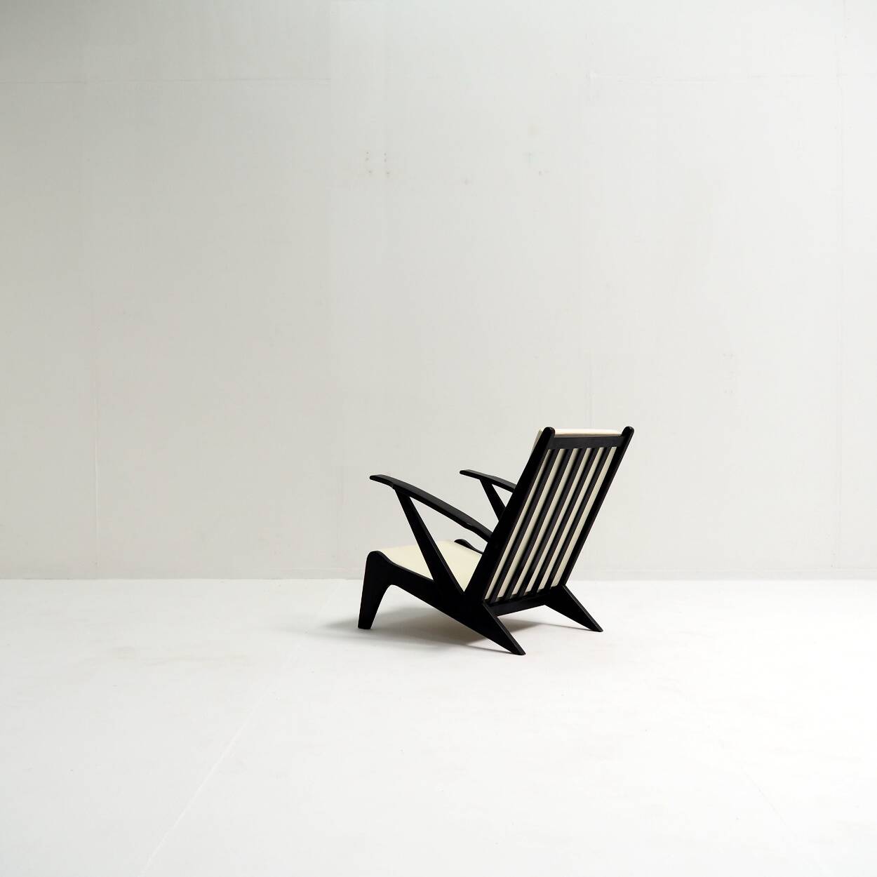 1940s Lounge Chair in Black Painted Wood