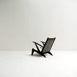 1940s Lounge Chair in Black Painted Wood