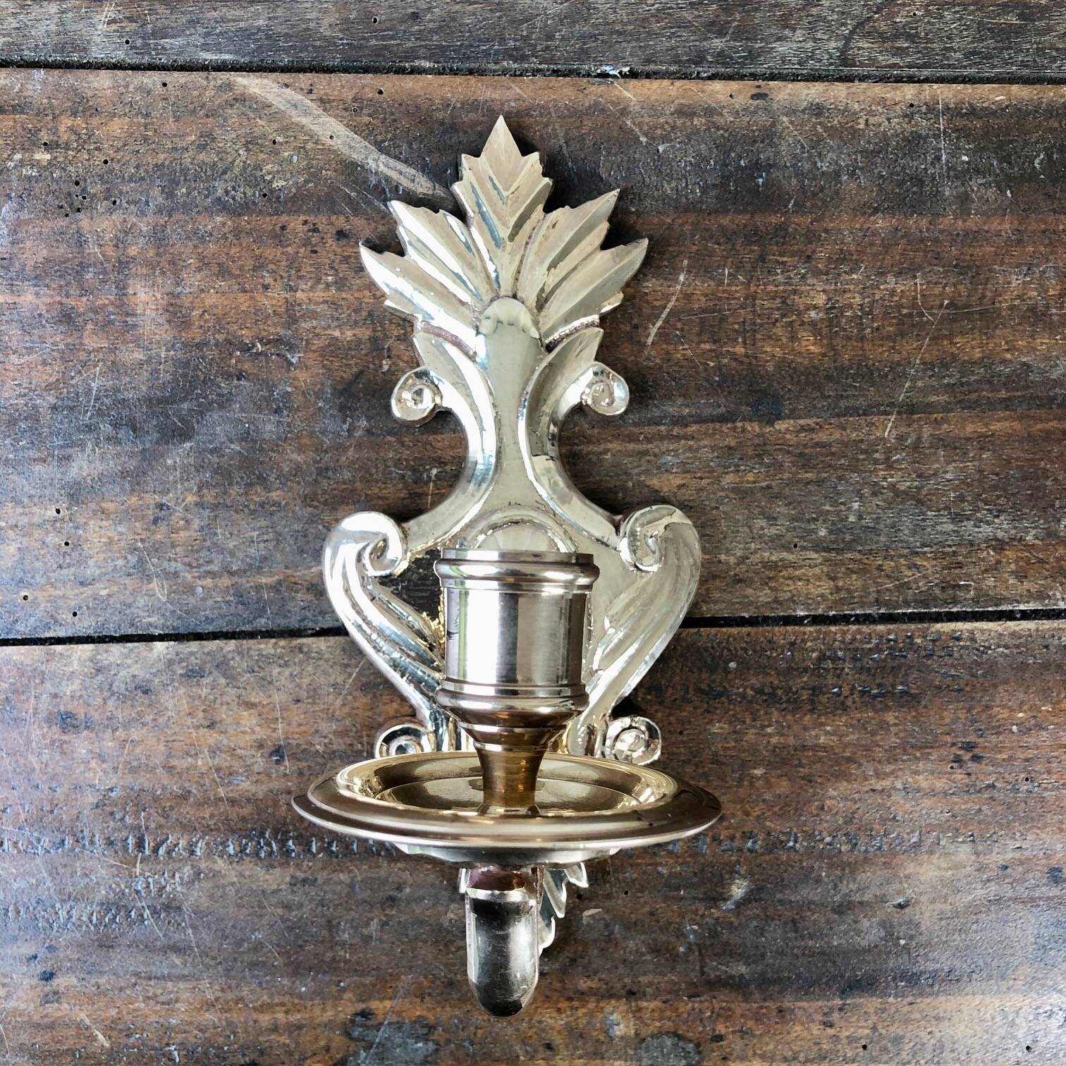 Brass wall candle holder