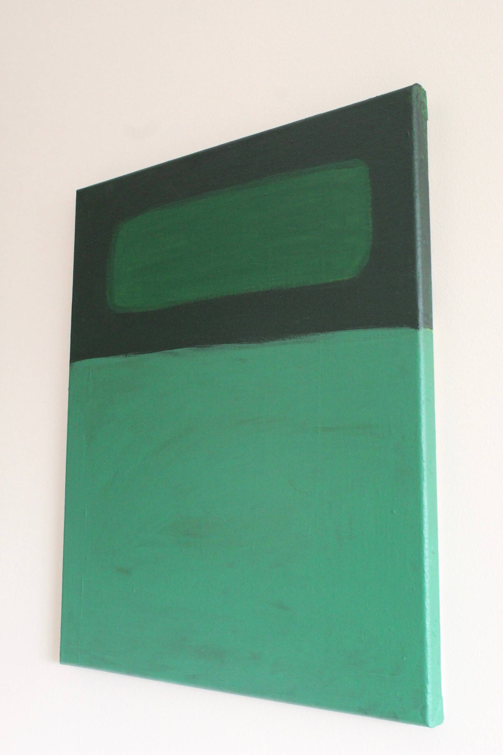 Minimalist green canvas "inside garden" signed Bodasca