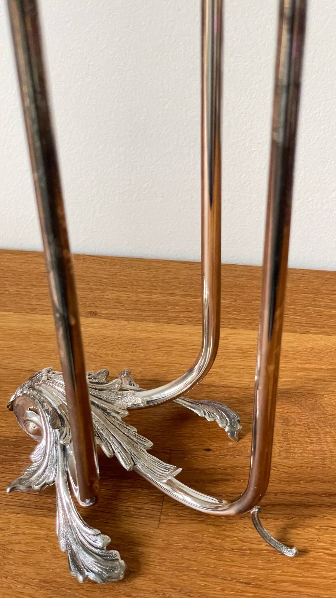 CANDLE HOLDER 3 Lights METAL Patinated Chrome