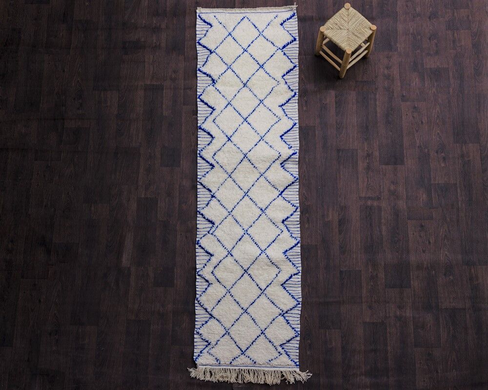 Carpet Berber corridor blue diamond 80x305 cm