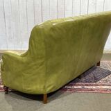 3-seater Chesterfield sofa in olive green leather