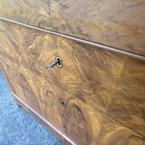 Louis-Philippe chest of drawers in burr walnut with pink marble – 19th century