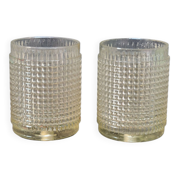 Paire d'abat-jours globes pour applique ou lampe luminaire en verre pressé moulé