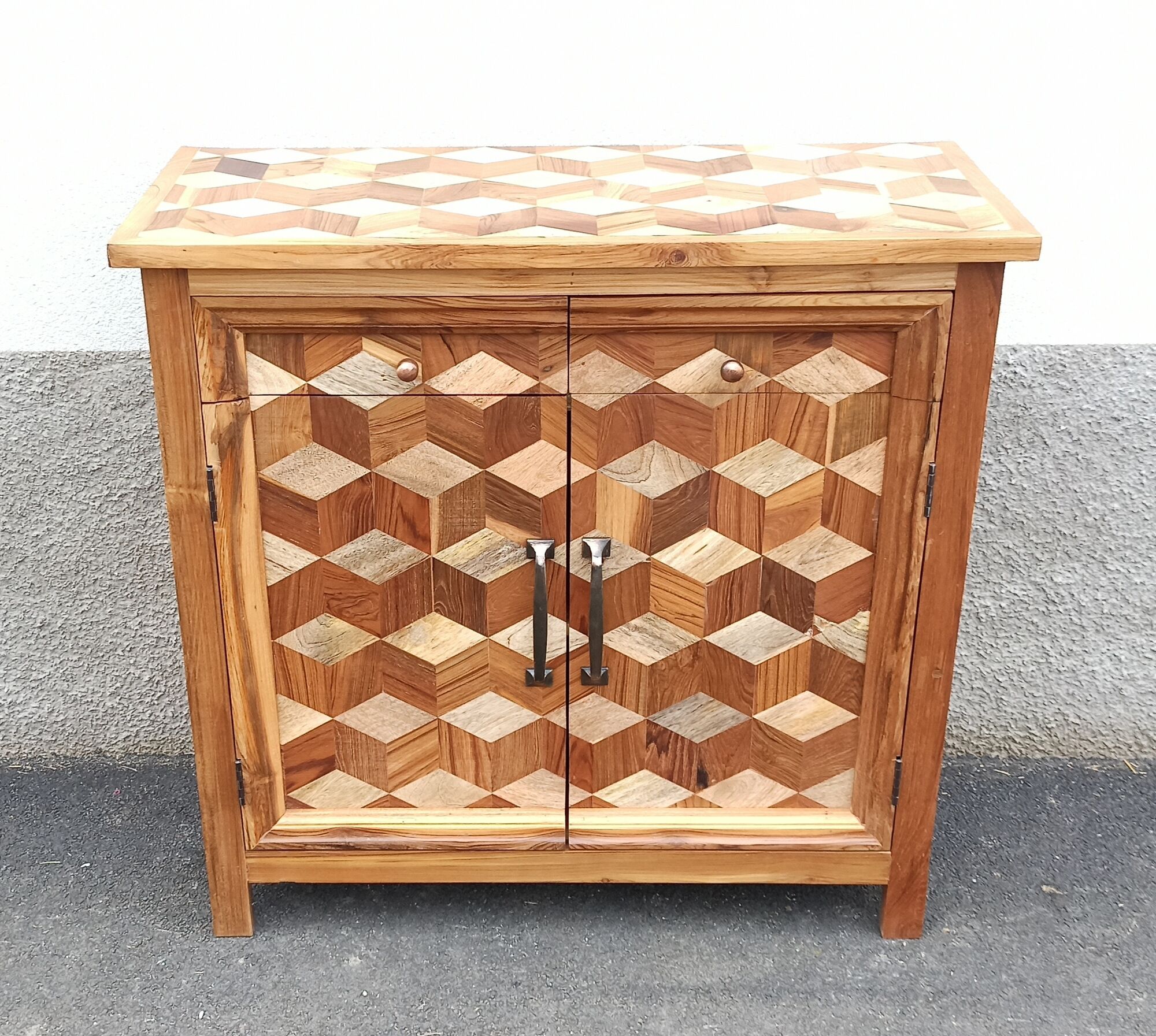 Chest of drawers wooden marquetry, two doors, two drawers