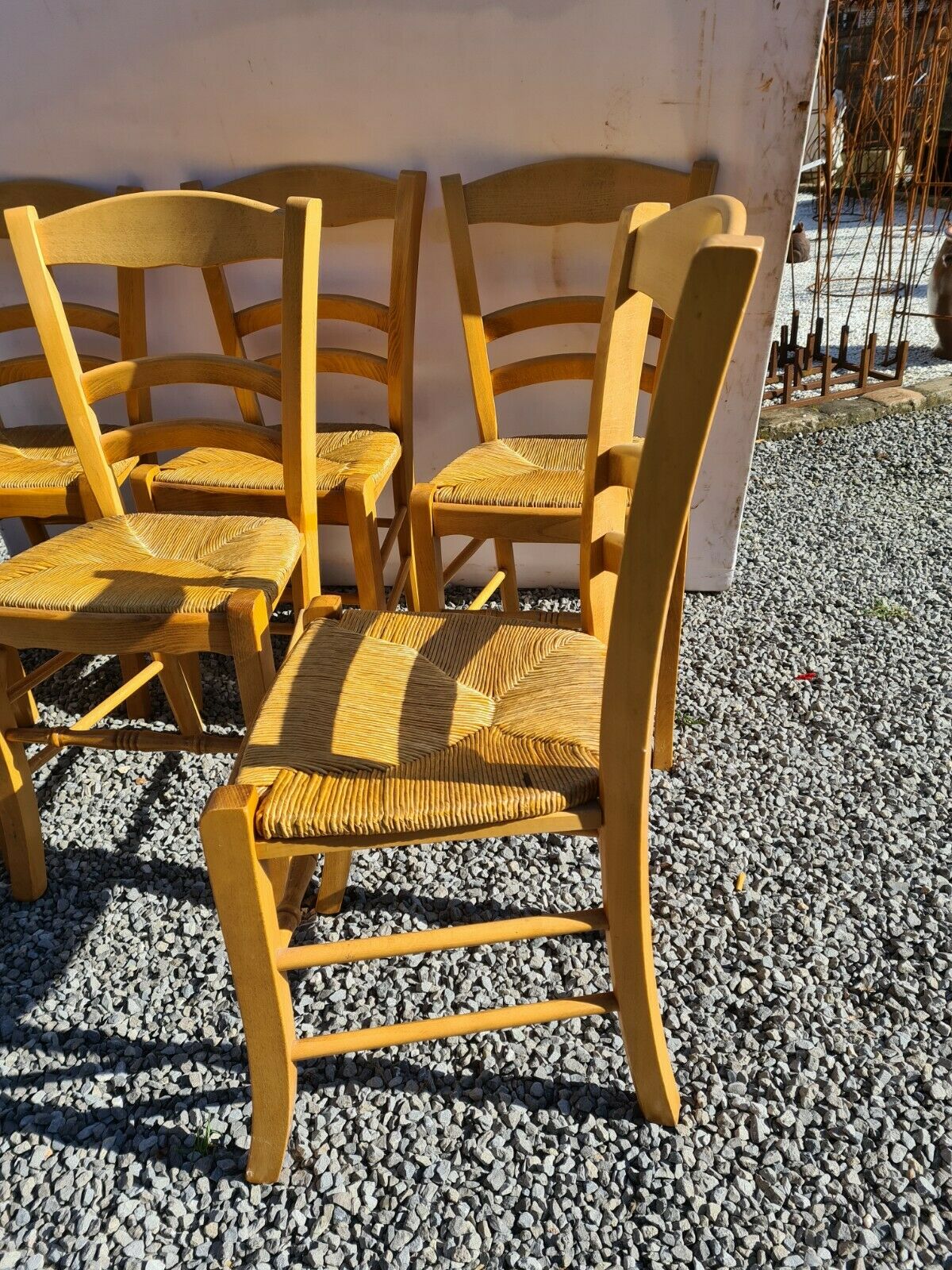6 beech straw chairs