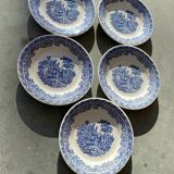 Set of 5 small dessert plates from the Nice factory, 2 stamps from the same manufacturer.