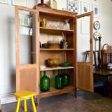 Cupboard, showcase 2 doors in dark wood