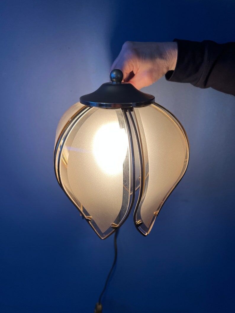 Vintage wall lamp Hollywood Regency Golden Flower