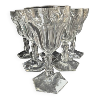 6 water glasses - val saint lambert lalaing – blown and cut crystal