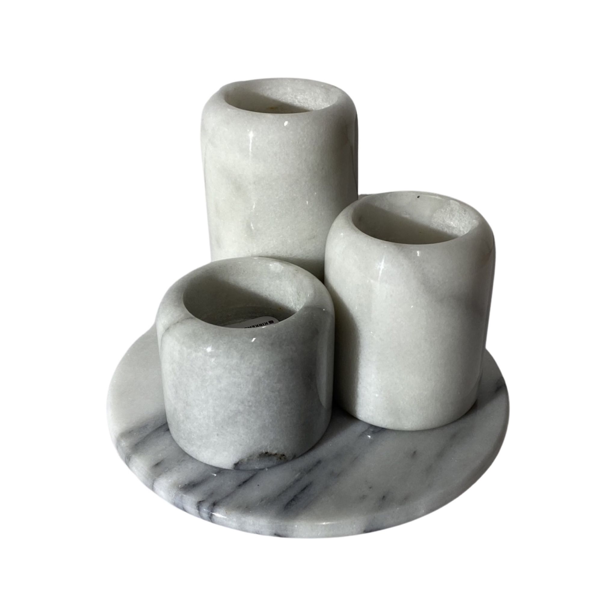 Set of 4 Retro Marble Candleholders | 3 Candleholders & 1 Marble Tray | Vintage Marble Decoration