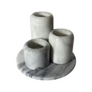 Set of 4 Retro Marble Candleholders | 3 Candleholders & 1 Marble Tray | Vintage Marble Decoration