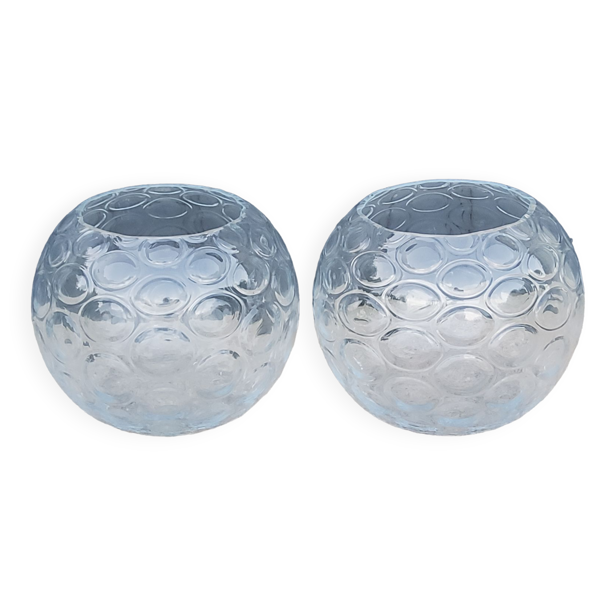 Pair of glass ball vases from the 70