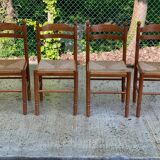 4 kitchen chairs in light solid wood and straw