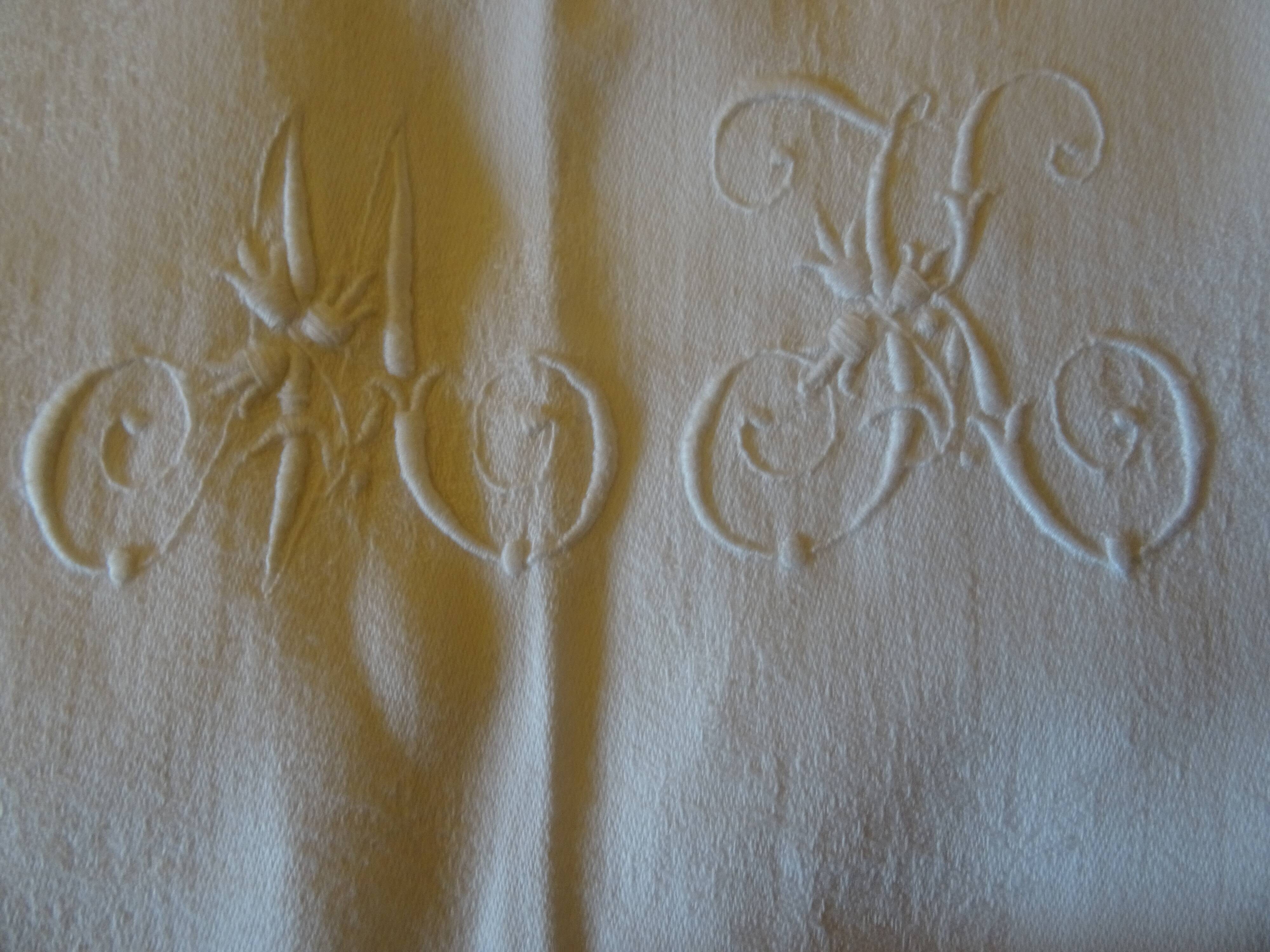 MK monogrammed tablecloth