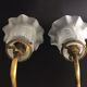 Pair of brass swan collar wall sconces, porcelain fastening. Vintage