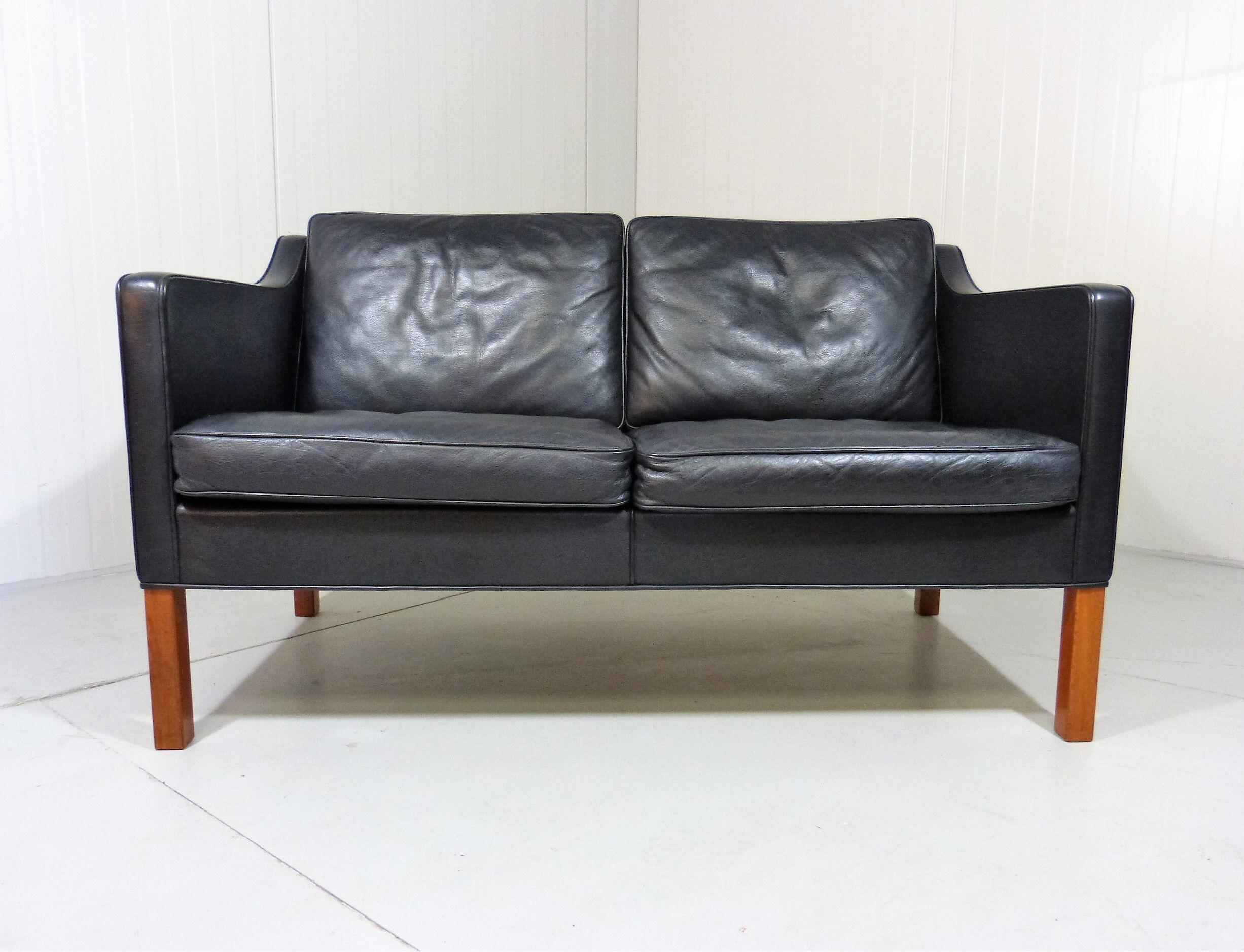 Black leather sofa by Børge Mogensen for Fredericia, Denmark