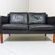 Black leather sofa by Børge Mogensen for Fredericia, Denmark