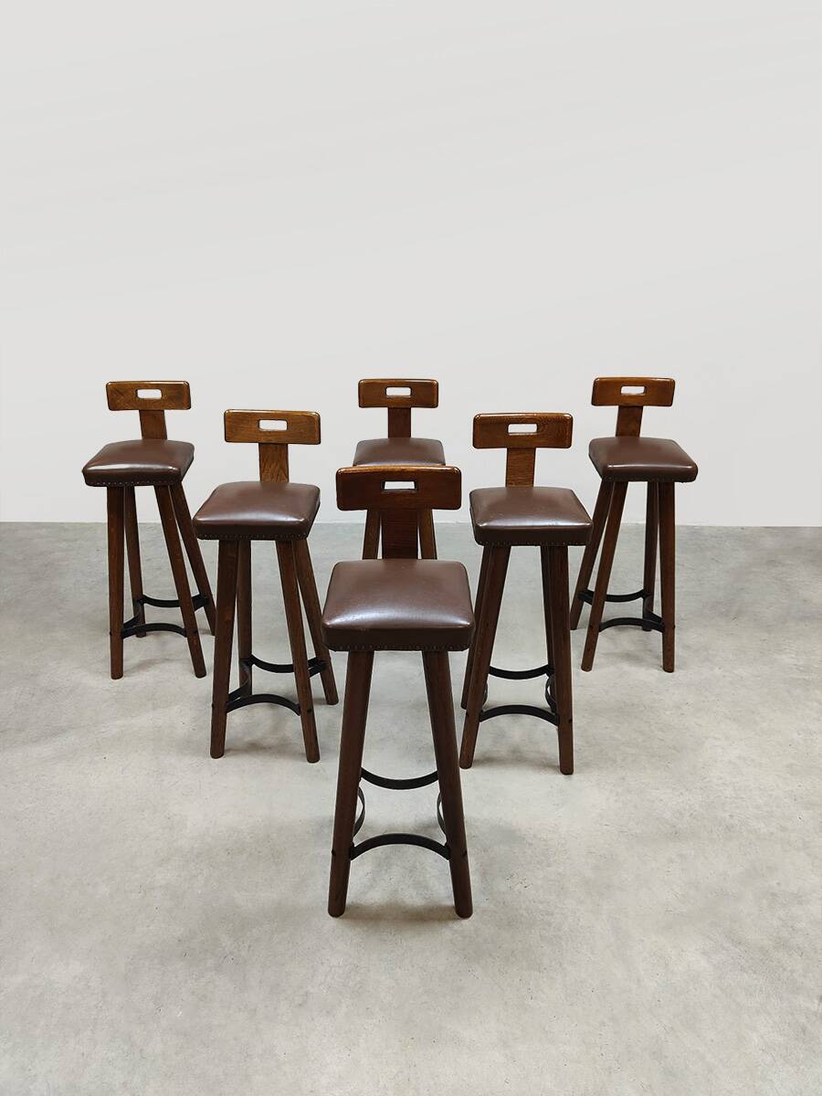 Vintage design 70’s wooden bars tools T-back Brutalist