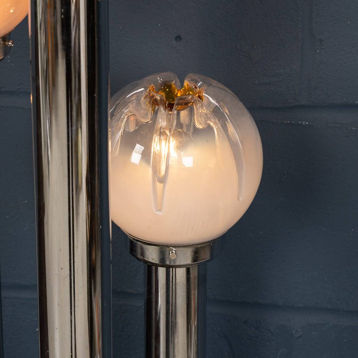 Vintage 20thc italian chrome & glass floor lamp by mazzega c.1970