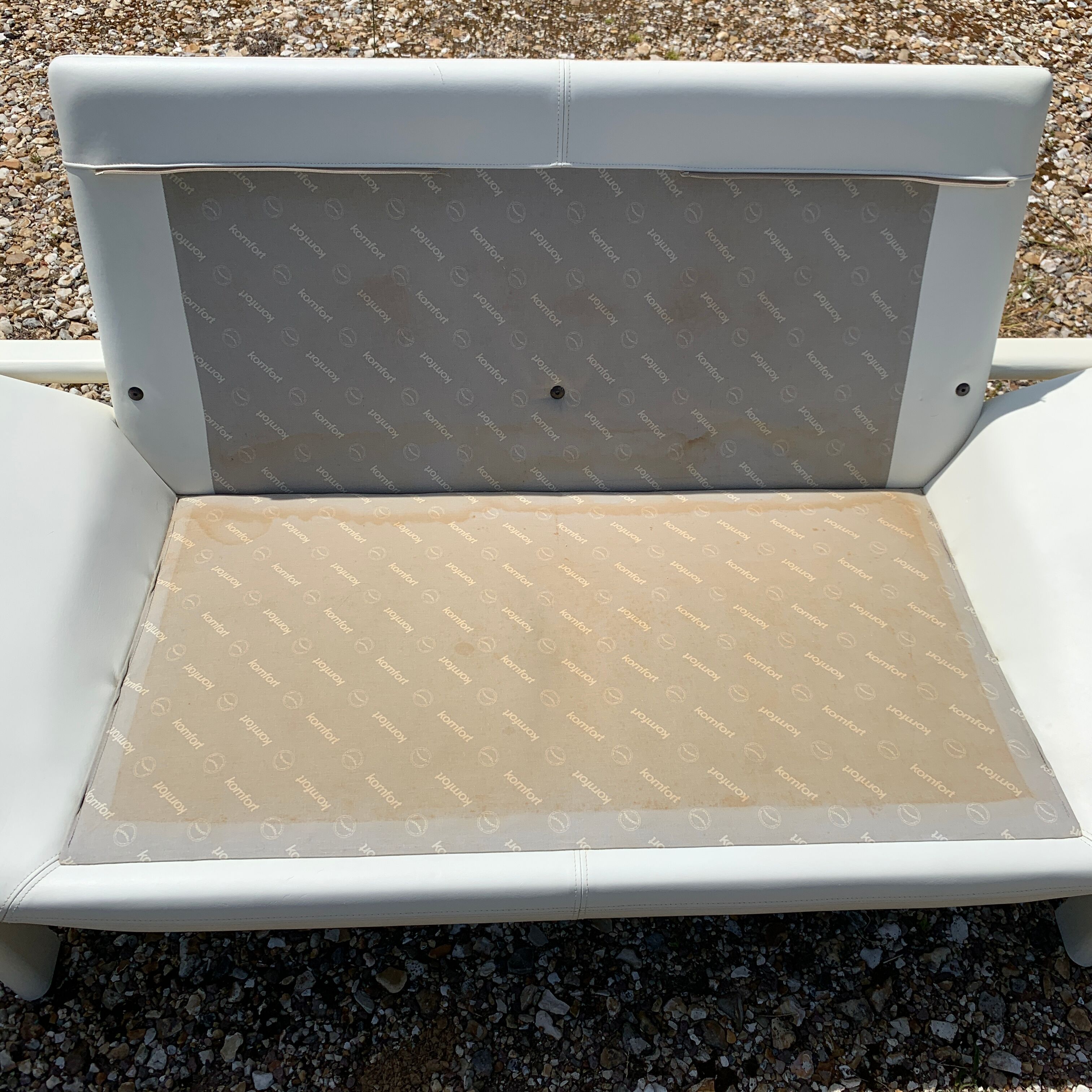 Danish Komfort white leather sofa