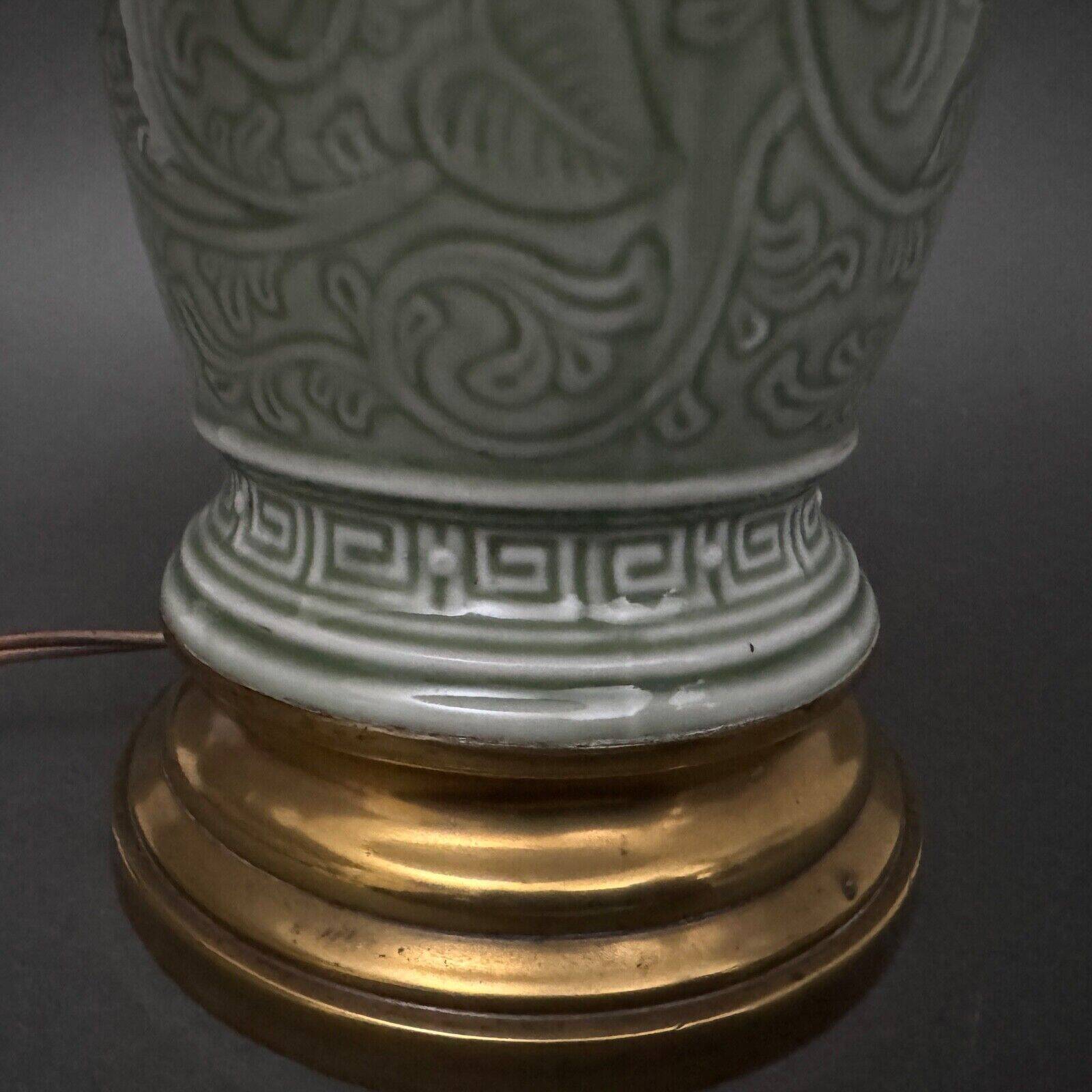 Napoleon III lamp in green cecidon on a brass base