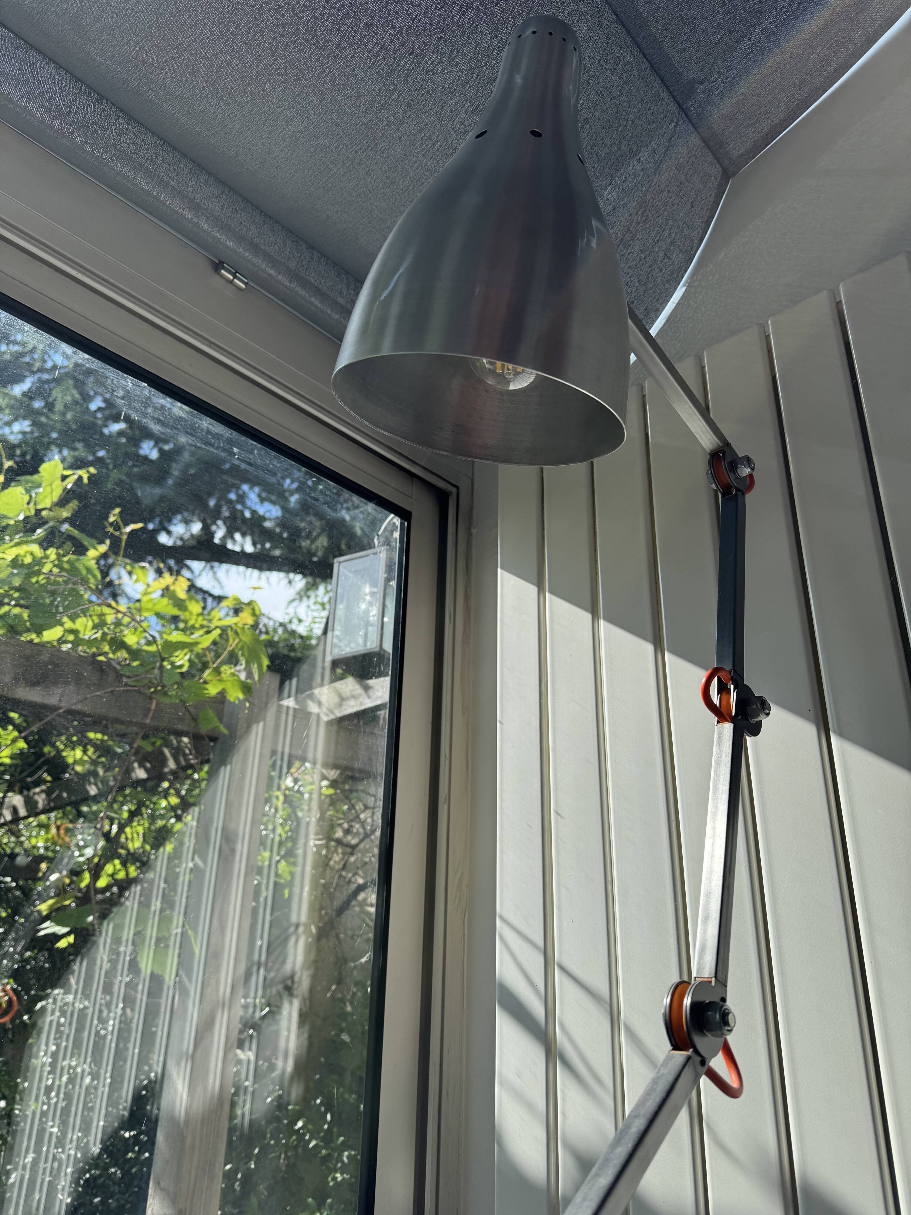 Vintage polished steel floor lamp